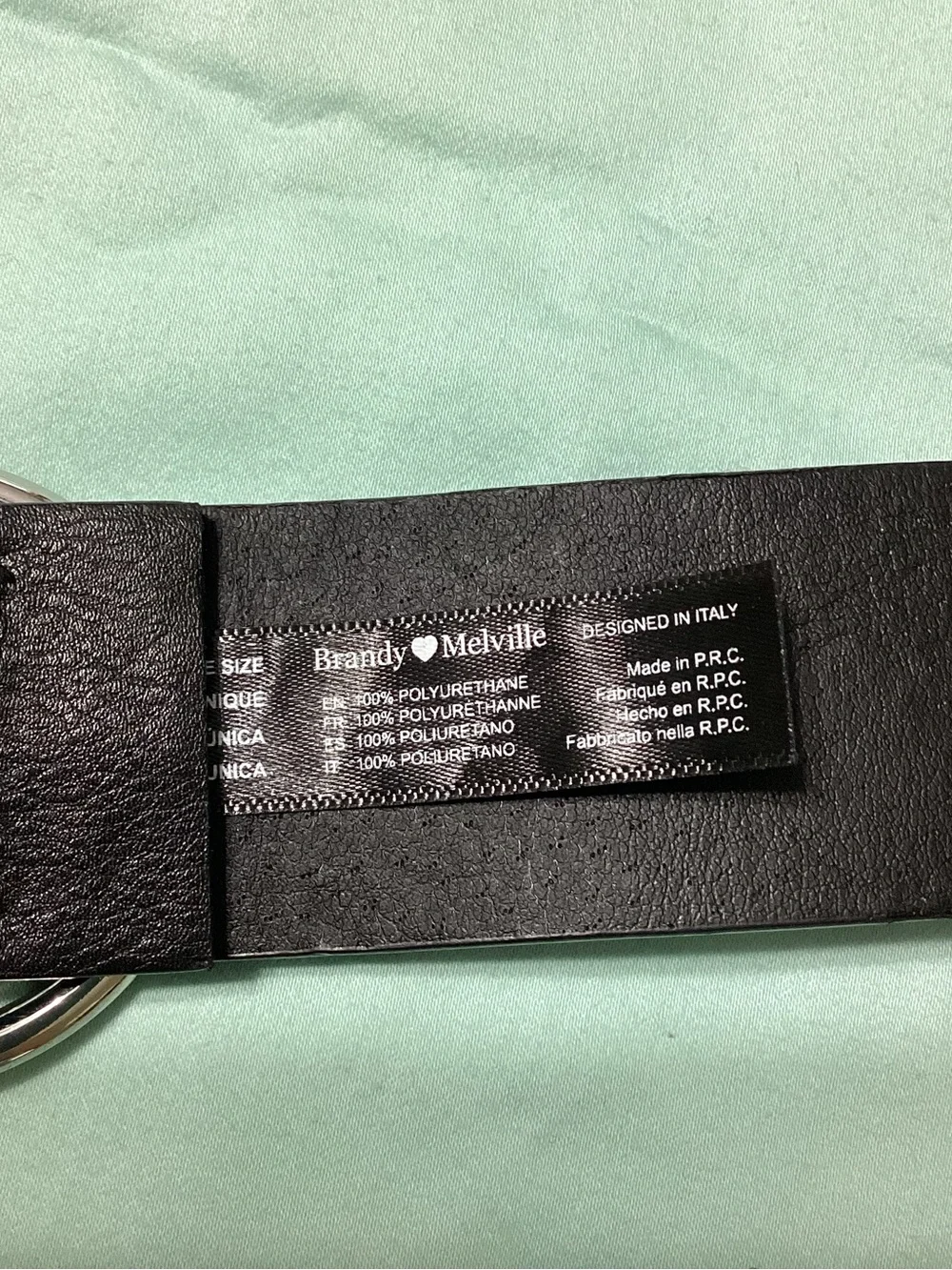 Brandy Melville OS Ladies Black Designed in Italy Silvertone Belt